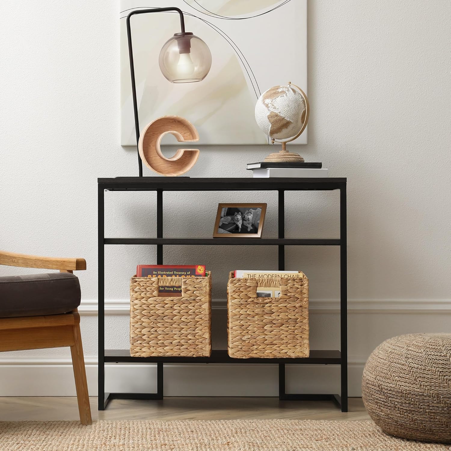 Casafield 10.5" x 10.5" Water Hyacinth Storage Baskets, Natural - Set of 6 Collapsible Cube Organizers, Woven Bins for Bathroom, Bedroom, Laundry, Pantry, Shelves